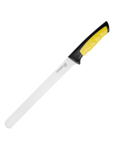 Couteau à trancher denté Hygiplas Pro jaune 25 cm