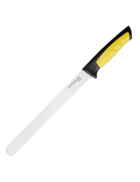 Couteau à trancher denté Hygiplas Pro jaune 25 cm