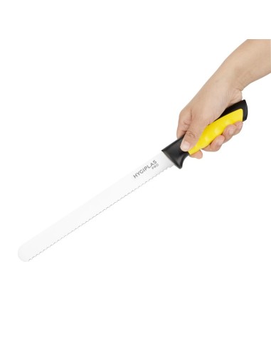 Couteau à trancher denté Hygiplas Pro jaune 25 cm