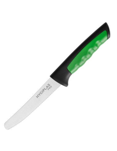 Couteau à tomate denté Hygiplas Pro vert 10 cm - cuisine pro