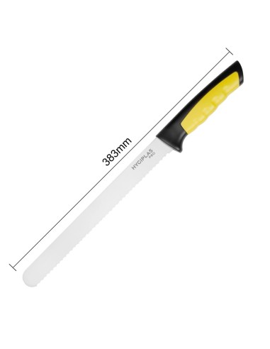 Couteau à trancher denté Hygiplas Pro jaune 25 cm