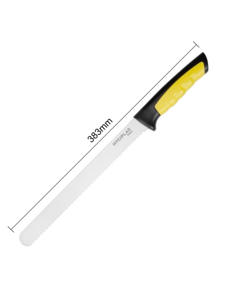 Couteau à trancher denté Hygiplas Pro jaune 25 cm