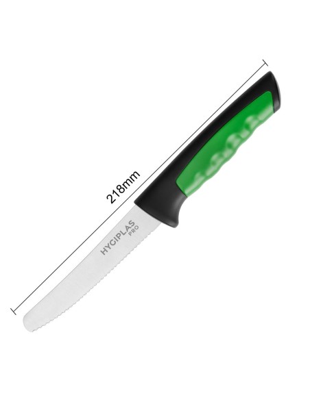 Couteau à tomate denté Hygiplas Pro vert 10 cm - cuisine pro