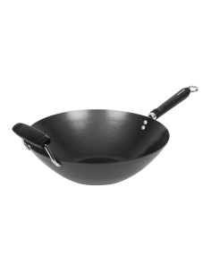 Wok antiadhésif fond plat 356mm - Kitchen Craft