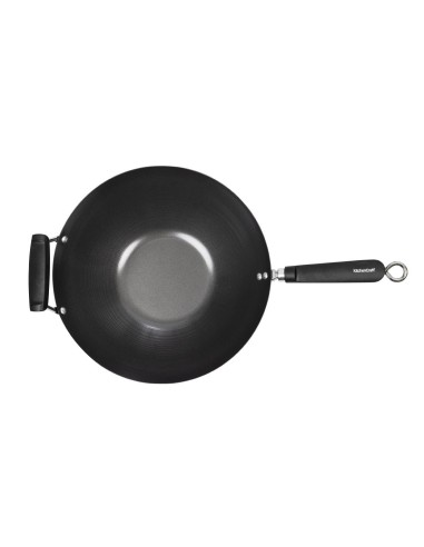 Wok antiadhésif fond plat 356mm - Kitchen Craft