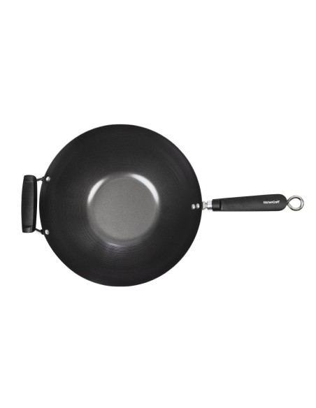 Wok antiadhésif fond plat 356mm - Kitchen Craft