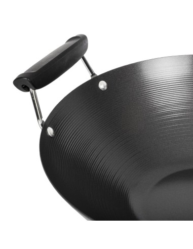 Wok antiadhésif fond plat 356mm - Kitchen Craft