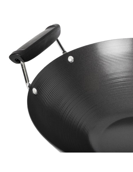 Wok antiadhésif fond plat 356mm - Kitchen Craft
