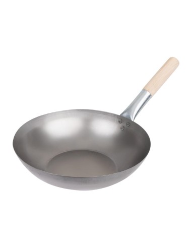 Wok en acier doux Vogue 330mm - Design rustique