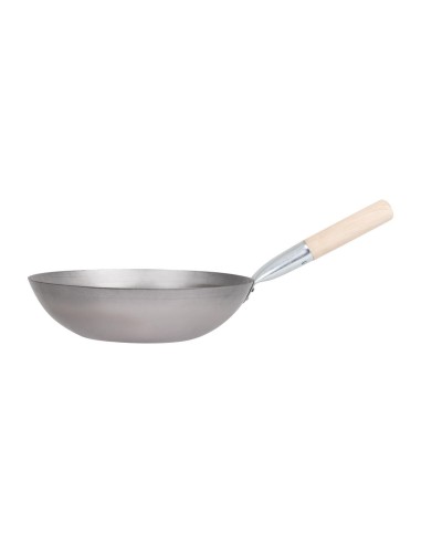 Wok en acier doux Vogue 330mm - Design rustique