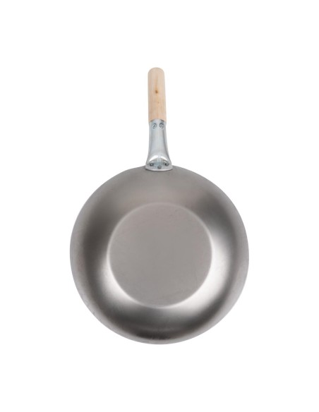 Wok en acier doux Vogue 330mm - Design rustique