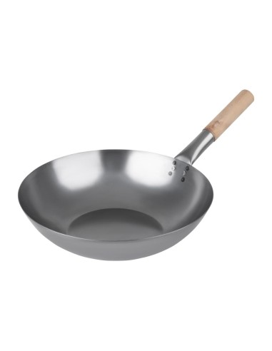 Wok en acier doux Vogue 35,6 cm - Design rustique