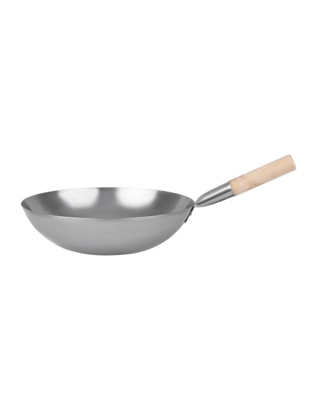 Wok en acier doux Vogue 35,6 cm - Design rustique
