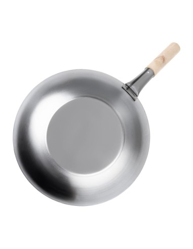 Wok en acier doux Vogue 35,6 cm - Design rustique