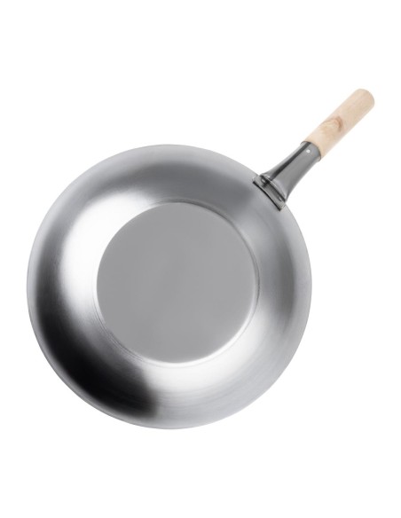 Wok en acier doux Vogue 35,6 cm - Design rustique