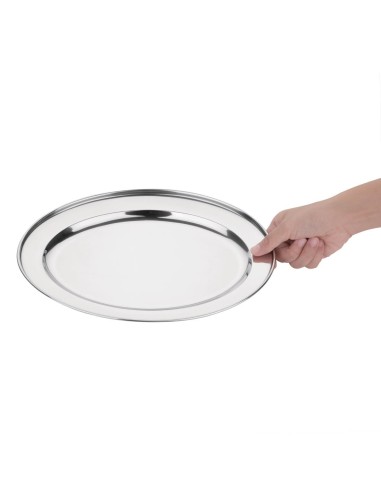 Plat de service ovale Olympia 350 mm - Acier inox poli