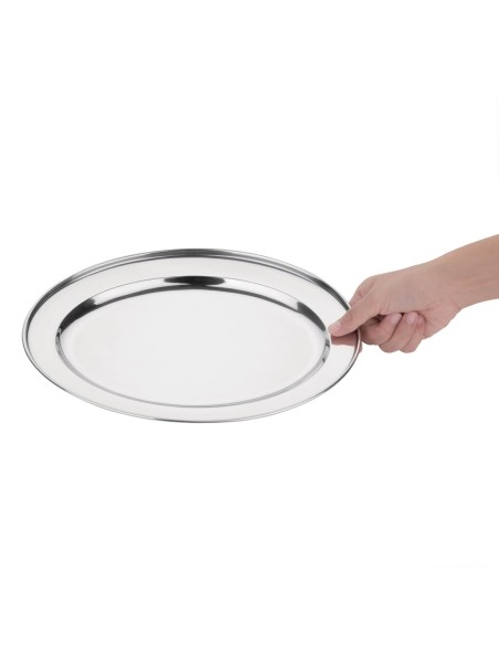 Plat de service ovale Olympia 350 mm - Acier inox poli