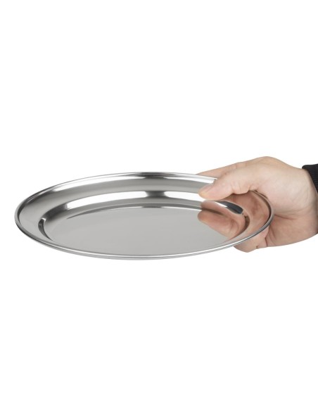 Plat de service ovale inox Olympia 220 mm - Vente en ligne