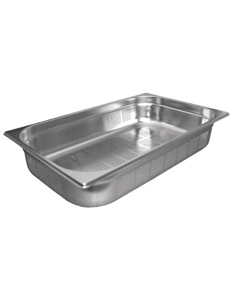 Bac Gastronorme inox perforé GN 1/1 65mm Vogue - 9L