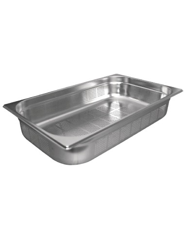 Bac Gastronorme inox perforé GN 1/1 100mm Vogue - 13,5L