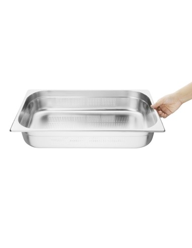Bac Gastronorme inox perforé GN 1/1 100mm Vogue - 13,5L