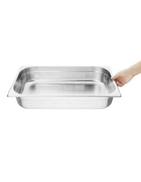 Bac Gastronorme inox perforé GN 1/1 100mm Vogue - 13,5L