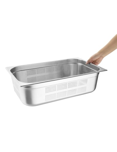 Bac Gastronorme inox perforé GN 1/1 150mm Vogue - 20 L