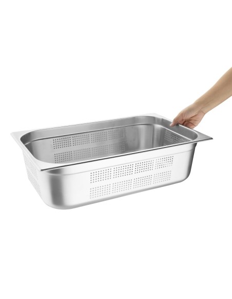 Bac Gastronorme inox perforé GN 1/1 150mm Vogue - 20 L