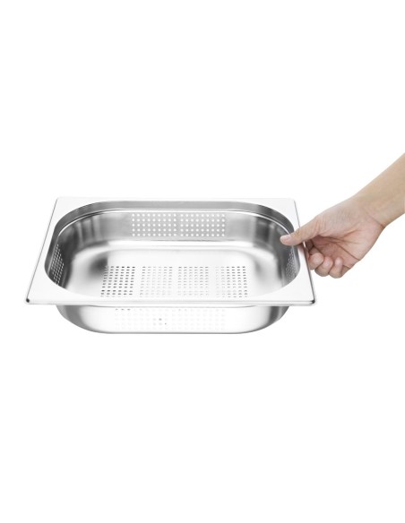 Bac Gastronorme inox perforé GN 1/2 65mm Vogue - 4L