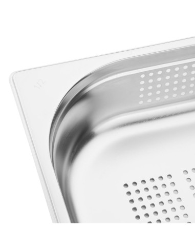 Bac Gastronorme inox perforé GN 1/2 65mm Vogue - 4L
