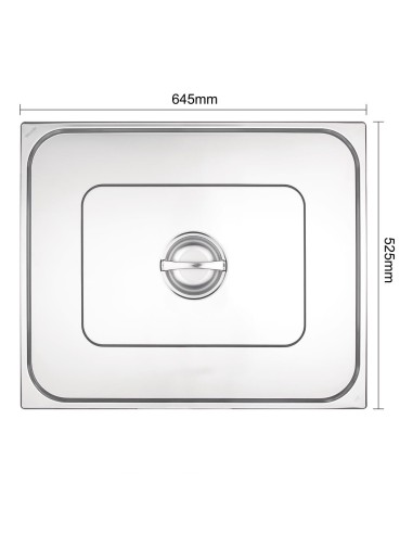 Couvercle GN 2/1 inox double Vogue - 650x530mm