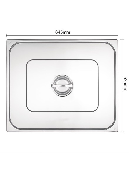 Couvercle GN 2/1 inox double Vogue - 650x530mm