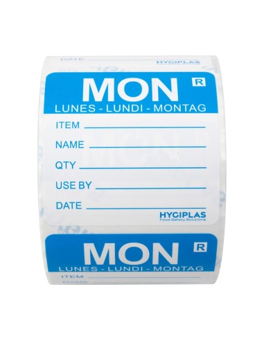Etiquettes amovibles Hygiplas Lundi - lot de 500
