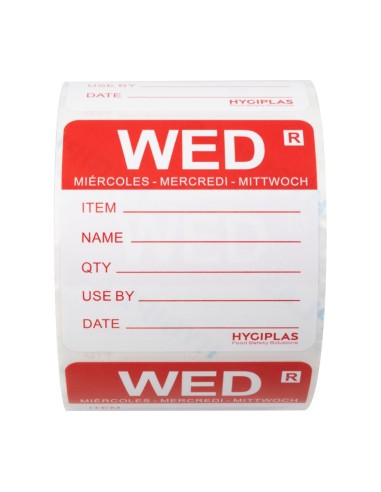 Etiquette amovible Hygiplas Mercredi 500 pcs - 50mm