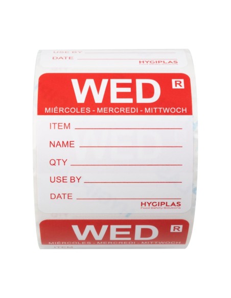 Etiquette amovible Hygiplas Mercredi 500 pcs - 50mm