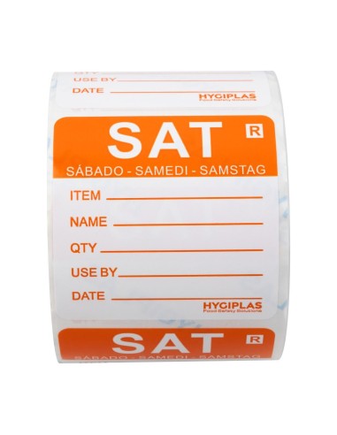 Etiquette amovible Hygiplas Samedi - lot de 500