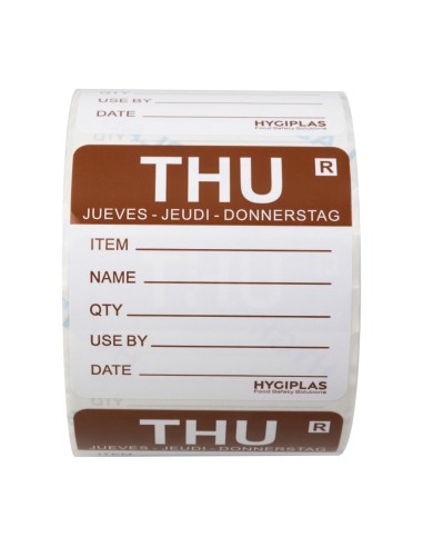 Etiquette amovible Hygiplas Jeudi - Lot de 500
