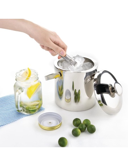 Seau à glace inox 1,23L avec pince - Olympia