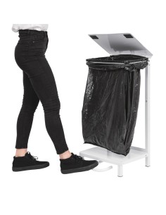 Support sacs poubelle Jantex blanc - 80L, acier 2