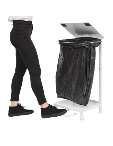 Support sacs poubelle Jantex blanc - 80L, acier