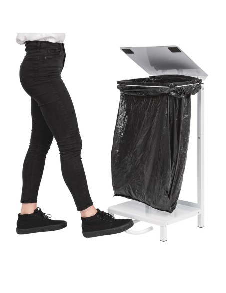 Support sacs poubelle Jantex blanc - 80L, acier