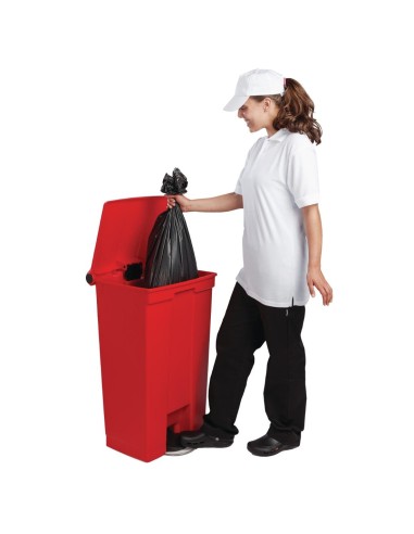 Conteneur à pédale Rubbermaid rouge 87 L - Poubelle professionnelle