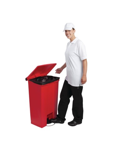 Conteneur à pédale Rubbermaid rouge 87 L - Poubelle professionnelle