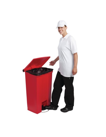 Conteneur à pédale Rubbermaid rouge 87 L - Poubelle professionnelle