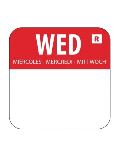 Etiquettes alimentaires rouge Mercredi 24mm - Hygiplas 1000 pcs