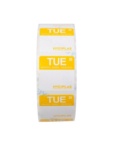 Etiquettes alimentaires jaune Hygiplas 24mm - Lot de 1000
