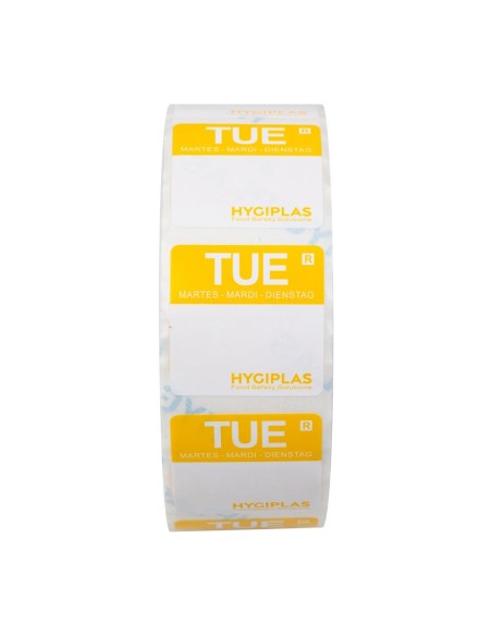 Etiquettes alimentaires jaune Hygiplas 24mm - Lot de 1000