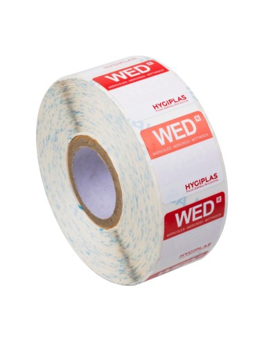 Etiquettes alimentaires rouge Mercredi 24mm - Hygiplas 1000 pcs