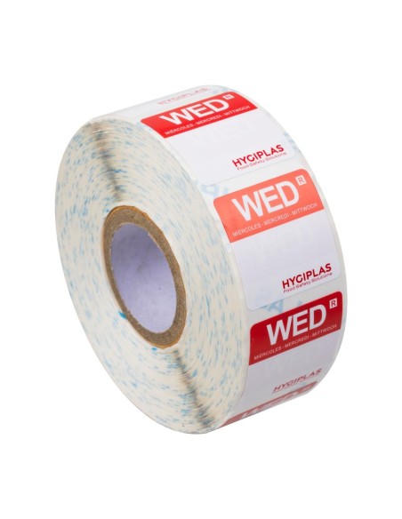 Etiquettes alimentaires rouge Mercredi 24mm - Hygiplas 1000 pcs