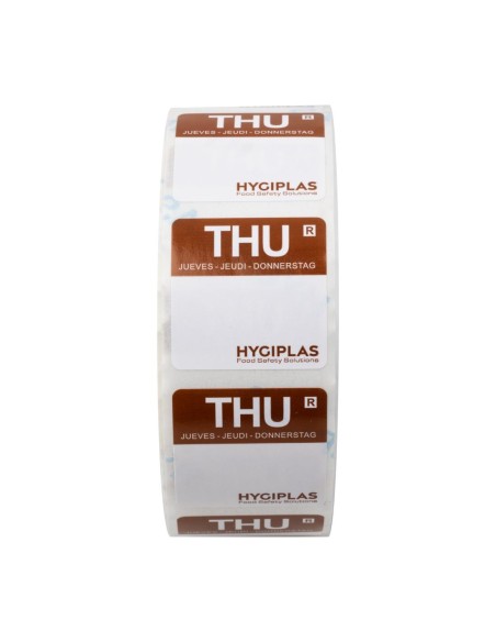Etiquettes alimentaires code couleur marron Hygiplas 24mm - Lot 1000